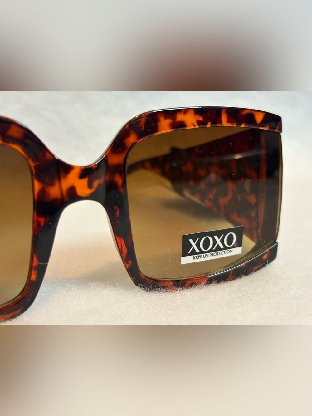 XOXO Oversized Tortoise Shield Sunglasses Brown Gradient Lenses Y2K Glam - Picture 6 of 7
